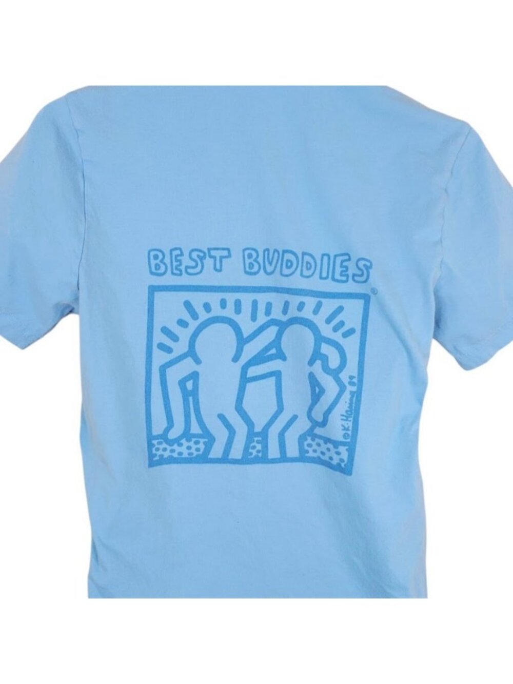 Keith Haring T Shirt Mens Size Medium Blue Best Buddies Not Just Friendship Life